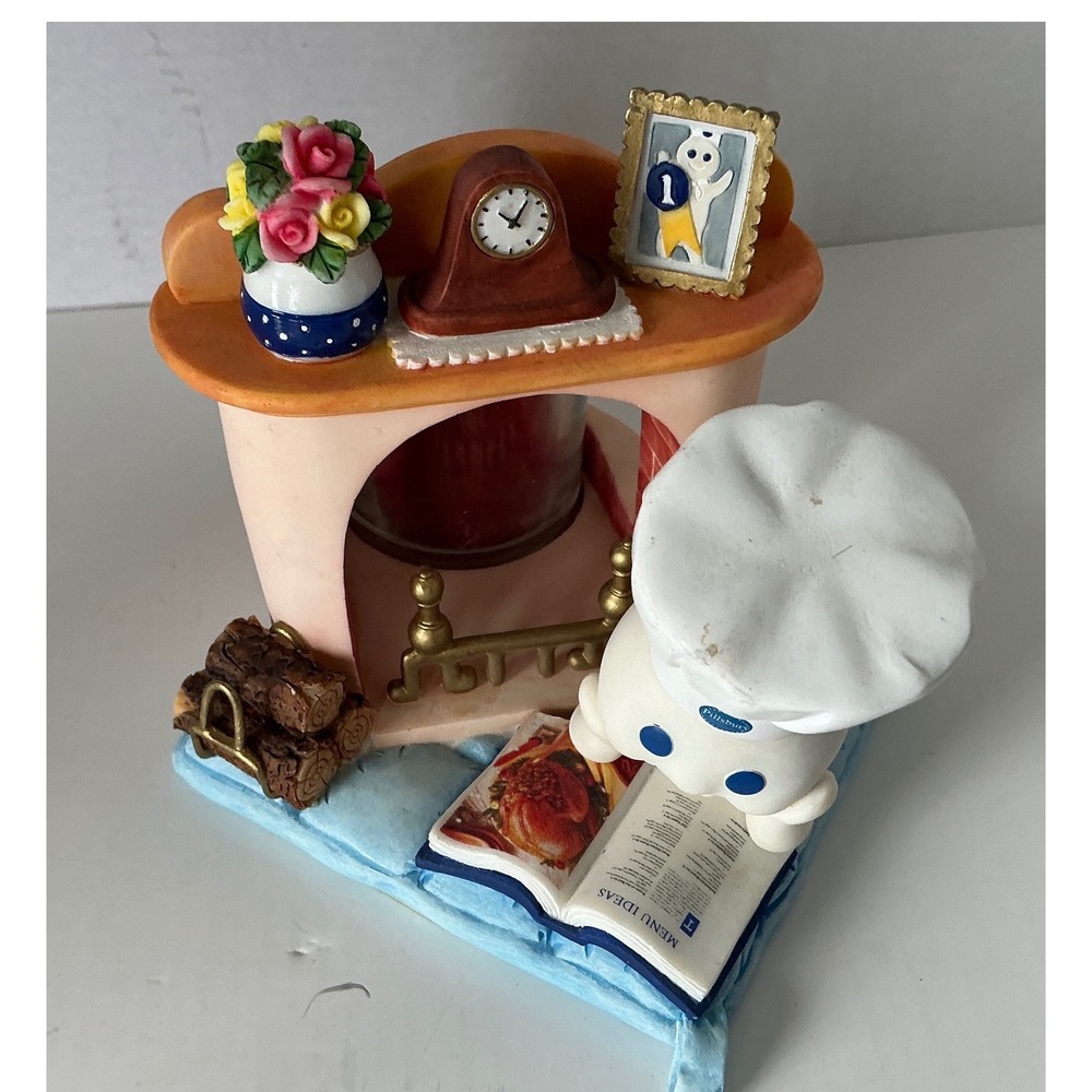 Pillsbury Doughboy Vintage Fireplace Figurine Candle Holder Home Decor 4.5in